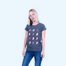 Wallpaper Wizard Multi Logo  Women's Dark Grey T-Shirt